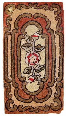 Tapis ancien Américain Hooked fait main, 1C335