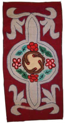 Tapis ancien Américain Hooked fait main, 1C341