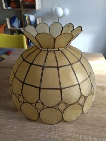 2 Lustres Suspensions vintage années 60/70 nacre et laiton  