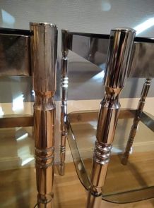 chevets métal chromé et verre fumé