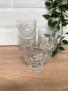 6 verres vintage sérigraphiés 