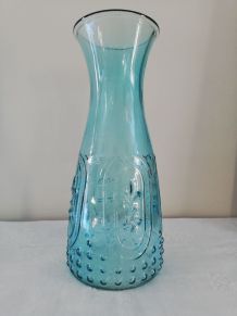 Carafe, bouteille bleue décor fleur de Lys