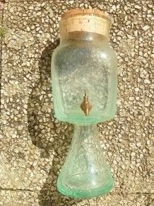 fontaine en verre  bullé avec robinet, vintage