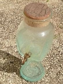 fontaine en verre  bullé avec robinet, vintage
