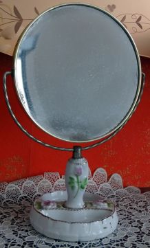Miroir de coiffeuse porcelaine vintage