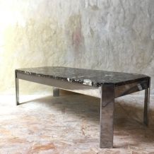 Table basse marbre &amp;amp; inox « Roche Bobois » - années 70 