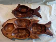 2 POISSONS BOIS Sculptés pour vos amuses-Gueules