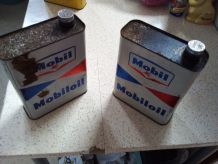 2 Bidons d' huile MOBIL MOBILOIL SAE 30 ancien