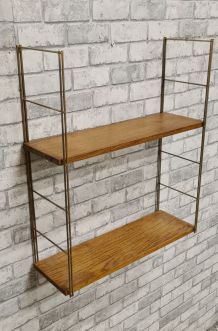 etagere vintage string  bois  chene  massif   1950 montant d