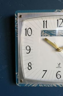 Horloge vintage pendule murale silencieuse "Jaz vert doré"