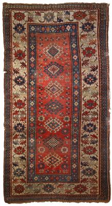 Tapis ancien Caucasien Kazak fait main, 1B758