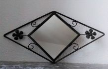 Ancien miroir en fer forgé martelé - Art déco 