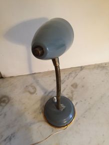Lampe de bureau métal gris vintage flexible couleur laiton 