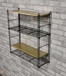 etagere   string metal bronze et noir style tomado  1970   ,