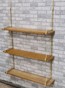 tres grande etagere metal et plaquage chene  claire , solide