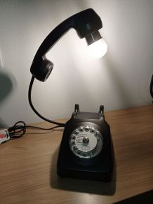 Lampe téléphone vintage années 70 noir mat
