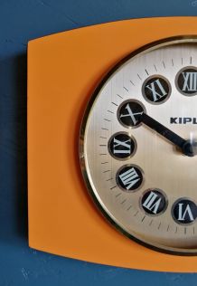 Horloge formica vintage pendule silencieuse "Kiplé orange"