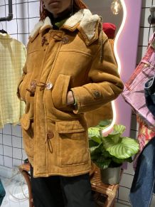 SHEARLING - MANTEAU UNISEXE CAMEL AVEC FOURRURE INTERIEURE