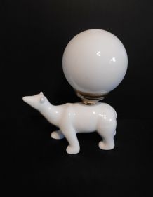 lampe ours en céramique blanche