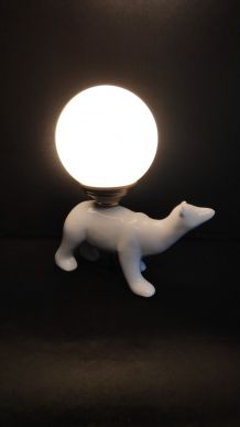 lampe ours en céramique blanche