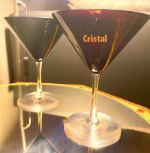 2 verres cristal martini, coctail, champagne
