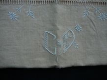 2taies oreiller 1930 brodées et monogramme lin coton ivoire