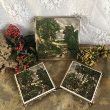 Ensemble dessous de plat et dessous de bouteilles 