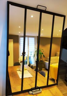 Miroir ancien industriel style Verrière 