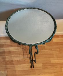 guéridon fer forgé et plateau miroir