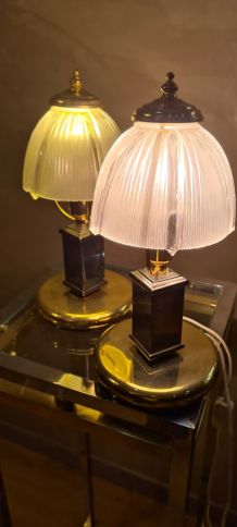  2 jolie lampes de chevet ou de table 1970 de luxe ; 25x20 ,