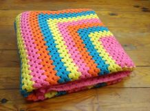 Couverture en laine en crochet - Années 70