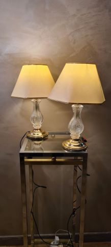 paire de lampes deluxe de chevet ou table   chrome or et ver