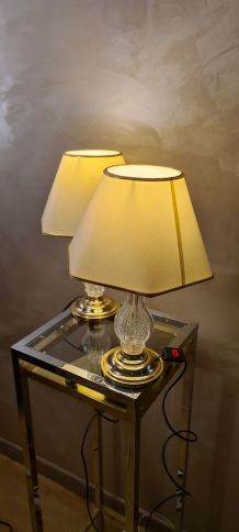 paire de lampes deluxe de chevet ou table   chrome or et ver
