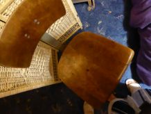 siège d'atelier,avec piètement,assise et dossier en bois (de