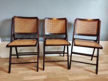 chaises pliantes avec cannage sur assise et dossier