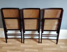 chaises pliantes avec cannage sur assise et dossier