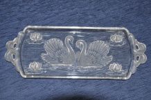Plat à cake décor : cygnes Vintage