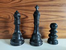 lot de 5 pièces d'échec noir et blanc en céramique 1 roi, 1 