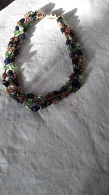 Collier perles de verre de Murano 3 rangs