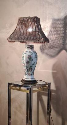 Lampe  asiatique avec socle en bois,abatjour style pagode  p