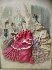 2 gravures encadrées fin 19ème siècle "La mode illustrée"