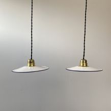 LOT 2 PETITES SUSPENSIONS EMAILLEES BLANCHES 