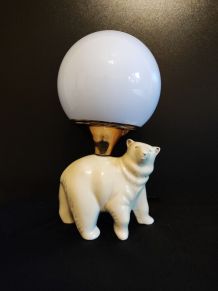 lampe ours en céramique avec globe