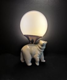 lampe ours en céramique avec globe