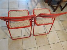 2 chaises Nic Cormano, pliables, métal, années 70.