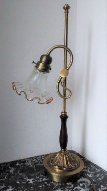 Lampe en laiton et tulipe en verre (style art déco)