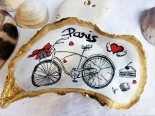 Coquille huître décor de Paris, cadeau Saint-Valentin.