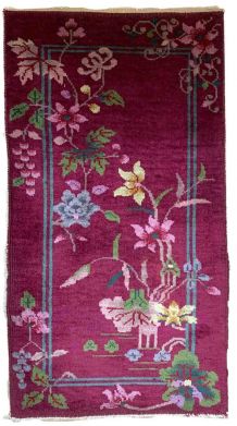 Tapis ancien Chinois Art Deco fait main, 1B877