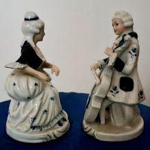Couple marquise - marquis musicien en porcelaine fine