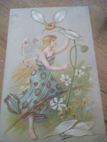 Carte postale 1906 encadrée fée marguerite